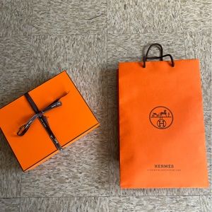 EMPTY original Hermes shopping bag, box and ribbon.